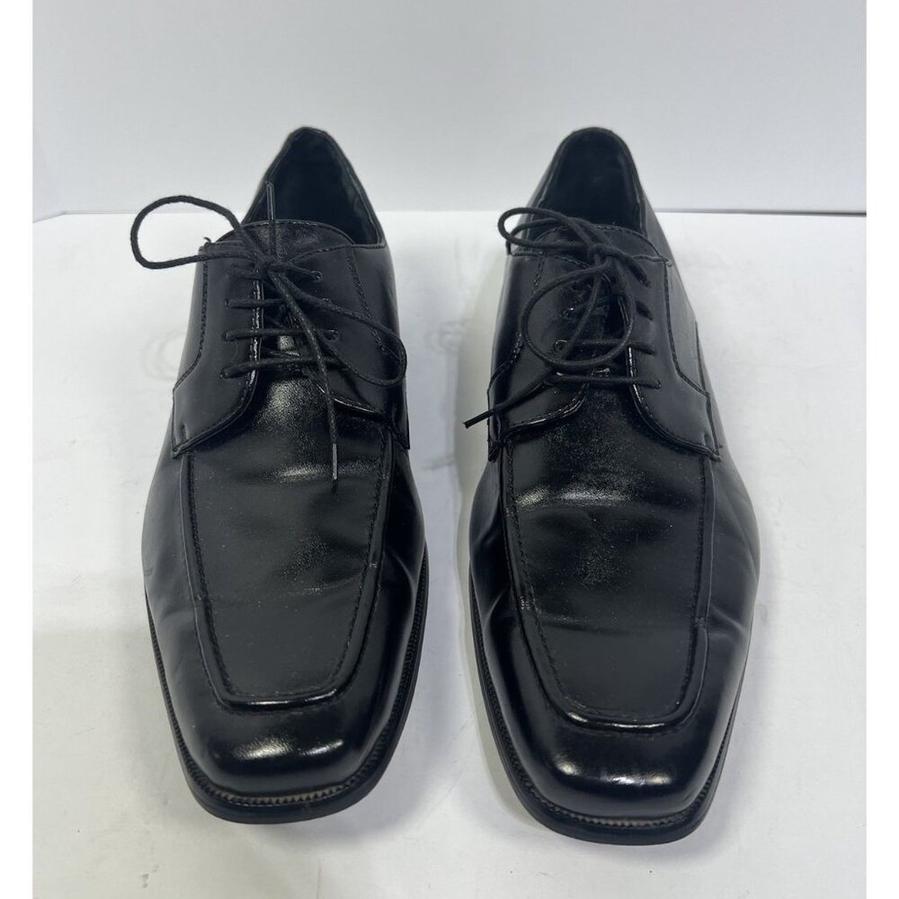 Delli Aldo Mens Black Dress Shoes Size 10 Square Cap Toe Lace Up Oxford